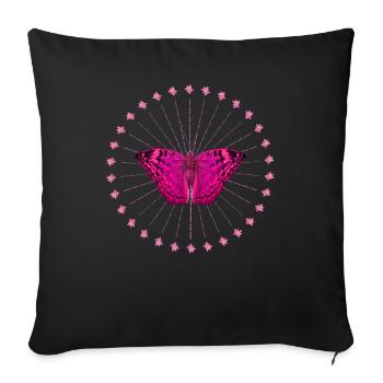 Butterfly - Flower Wreath - Butterfly - Flowers - Sofa pillowcase 17,3'' x 17,3'' (45 x 45 cm) - black - Front