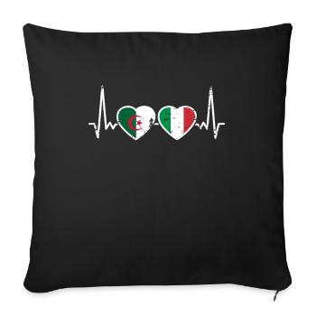 Algeria Italy Heartbeat Flag Algerians - Sofa pillowcase 17,3'' x 17,3'' (45 x 45 cm) - black - Front