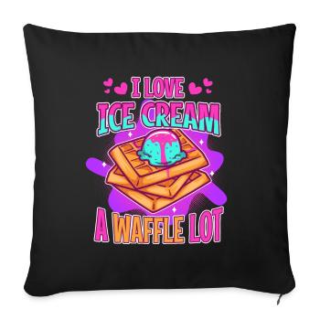 J’aime la crème glacée beaucoup gaufre - Housse de coussin décorative 45 x 45 cm - noir - Devant