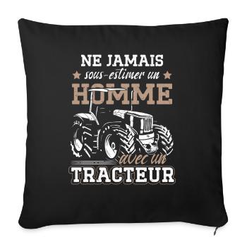 Ne Jamais Sous-Estimer Un Homme Avec Un Tracteur - Housse de coussin décorative 45 x 45 cm - noir - Devant