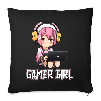 Gaming Console PC Gamer Girl Gamer Girl - Sofa pillowcase 17,3'' x 17,3'' (45 x 45 cm) - black - Front