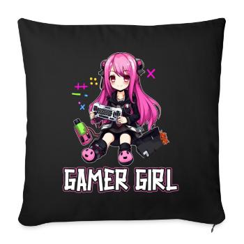 Gaming Console PC Gamer Girl Gamer Girl - Sofa pillowcase 17,3'' x 17,3'' (45 x 45 cm) - black - Front