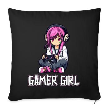Gaming Console PC Gamer Girl Gamer Girl - Sofa pillowcase 17,3'' x 17,3'' (45 x 45 cm) - black - Front