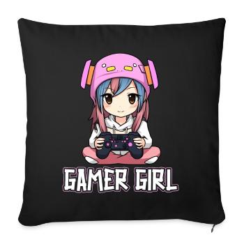 Console de jeu PC Gamer Girl Gamer Girl - Housse de coussin décorative 45 x 45 cm - noir - Devant