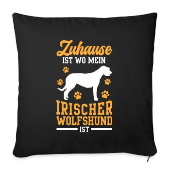 Irish Wolfhound est à la maison Irish Wolfhound - Housse de coussin décorative 45 x 45 cm - noir - Devant