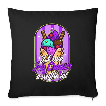 J’aime la crème glacée beaucoup gaufre - Housse de coussin décorative 45 x 45 cm - noir - Devant