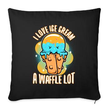 J’aime la crème glacée beaucoup gaufre - Housse de coussin décorative 45 x 45 cm - noir - Devant