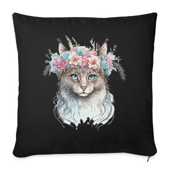 Mignon LaPerm Cat Fleur Crown Cats Chaton d’animal de compagnie - Housse de coussin décorative 45 x 45 cm - noir - Devant