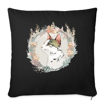 Cute Japanese Bobtail Cat Flower Crown Cats Pet Ki - Sofakissenbezug 45 x 45 cm - Schwarz - Vorne