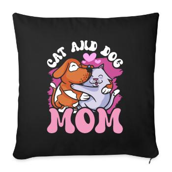 Cat and Dog Mom Dogs Lovers Cats - Sofa pillowcase 17,3'' x 17,3'' (45 x 45 cm) - black - Front