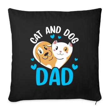 Cat And Dog Dad Dogs Cats Lover - Sofa pillowcase 17,3'' x 17,3'' (45 x 45 cm) - black - Front