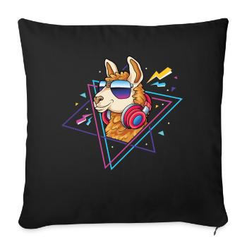Lama Alpaka 80er Jahre Retro Kostüm 90er Party - Sofakissenbezug 45 x 45 cm - Schwarz - Vorne
