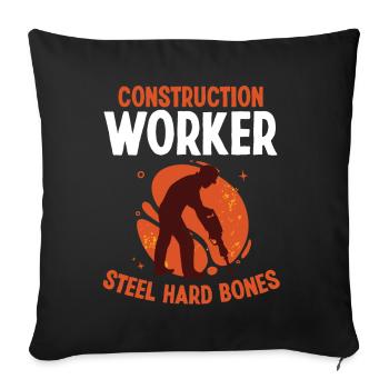Bauarbeiter Ouvrier de la construction Os durs en acier - Housse de coussin décorative 45 x 45 cm - noir - Devant