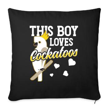Ce garçon aime les cacatoès animaux oiseaux cacatoès - Housse de coussin décorative 45 x 45 cm - noir - Devant