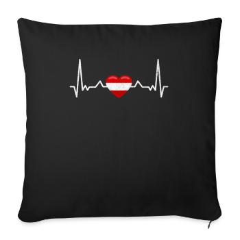 Autriche Heartbeat Autrichien Autrichien - Housse de coussin décorative 45 x 45 cm - noir - Devant