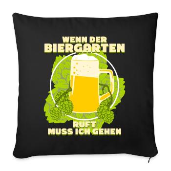 Der Biergarten ruft - Sofakissenbezug 45 x 45 cm - Schwarz - Vorne