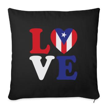 Love Puerto Rico Flag Heart Boricua - Sofa pillowcase 17,3'' x 17,3'' (45 x 45 cm) - black - Front