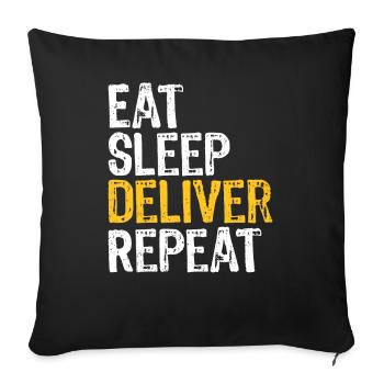 Chauffeur-livreur, appréciation, nourriture, sommeil - Housse de coussin décorative 45 x 45 cm - noir - Devant