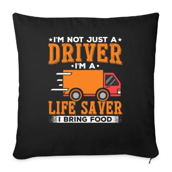 Chauffeur-livreur, j’apporte de la nourriture, conduit - Housse de coussin décorative 45 x 45 cm - noir - Devant