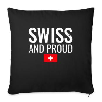 Suisse et fière Suisse Drapeau suisse - Housse de coussin décorative 45 x 45 cm - noir - Devant