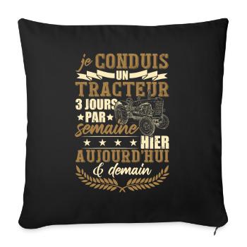 Cadeau Tracteur & Agriculture & Fermier - Housse de coussin décorative 45 x 45 cm - noir - Devant