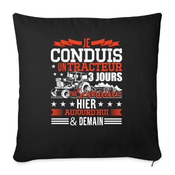 Tracteur Humour Homme - Housse de coussin décorative 45 x 45 cm - noir - Devant