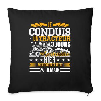 Cadeau Tracteur Enfant & Homme Agriculteur - Housse de coussin décorative 45 x 45 cm - noir - Devant