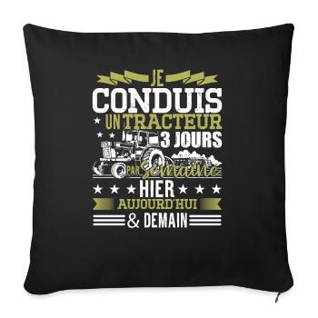 Conducteur Tracteur Humour - Housse de coussin décorative 45 x 45 cm - noir - Devant