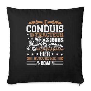 Drôle Tracteur Cadeaux - Housse de coussin décorative 45 x 45 cm - noir - Devant