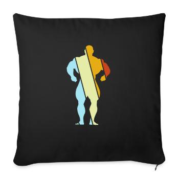 Musculation Rétro - Housse de coussin décorative 45 x 45 cm - noir - Devant