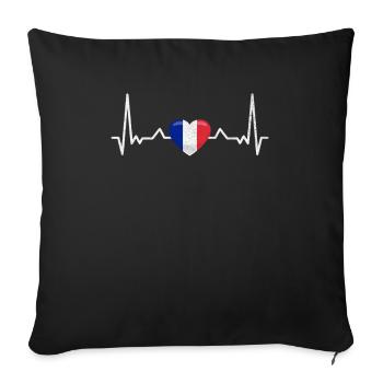 France Vintage Heartbeat French Flag - Sofa pillowcase 17,3'' x 17,3'' (45 x 45 cm) - black - Front