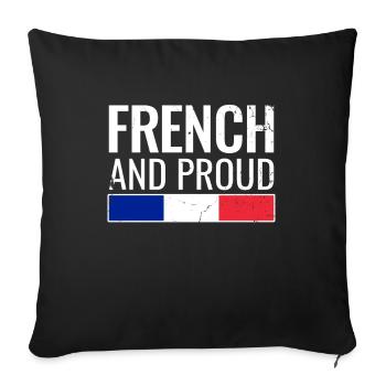 French And Proud France French French - Sofa pillowcase 17,3'' x 17,3'' (45 x 45 cm) - black - Front