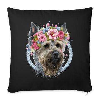 Cute Yorkshire Terrier Flower Crown Pet Dog Breed - Sofa pillowcase 17,3'' x 17,3'' (45 x 45 cm) - black - Front