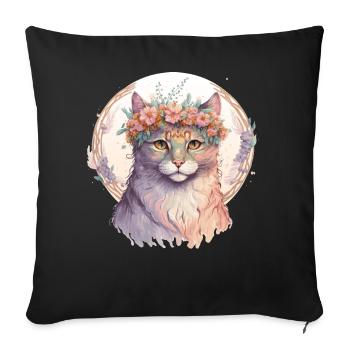 Mignon American Curl Cat Fleur Crown Cats Pet Kitte - Housse de coussin décorative 45 x 45 cm - noir - Devant