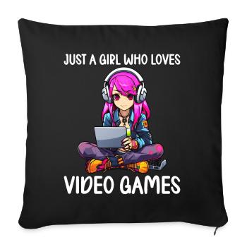 Gaming Console PC Gamer Girl Gamer Girl - Sofa pillowcase 17,3'' x 17,3'' (45 x 45 cm) - black - Front
