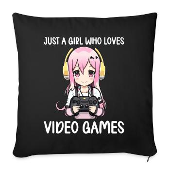 Gaming Console PC Gamer Girl Gamer Girl - Sofa pillowcase 17,3'' x 17,3'' (45 x 45 cm) - black - Front