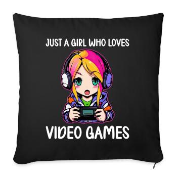 Gaming Console PC Gamer Girl Gamer Girl - Sofa pillowcase 17,3'' x 17,3'' (45 x 45 cm) - black - Front