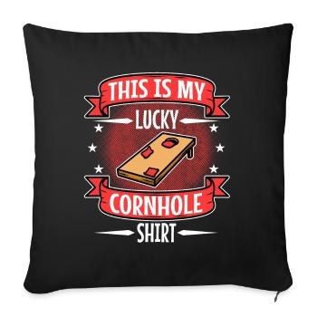C’est ma chemise porte-bonheur en cornhole - Housse de coussin décorative 45 x 45 cm - noir - Devant