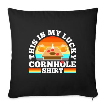 C’est ma chemise porte-bonheur en cornhole - Housse de coussin décorative 45 x 45 cm - noir - Devant