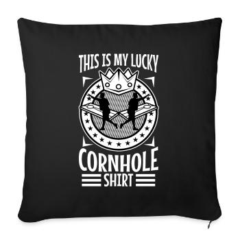 C’est ma chemise porte-bonheur en cornhole - Housse de coussin décorative 45 x 45 cm - noir - Devant