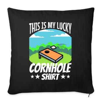 C’est ma chemise porte-bonheur en cornhole - Housse de coussin décorative 45 x 45 cm - noir - Devant