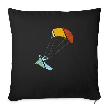 Kite surf Rétro - Housse de coussin décorative 45 x 45 cm - noir - Devant