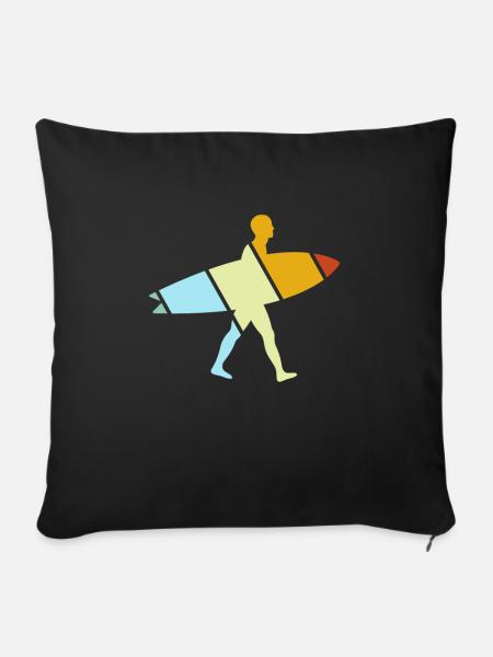 Surfen Retro - Sofakissenbezug 45 x 45 cm - Schwarz