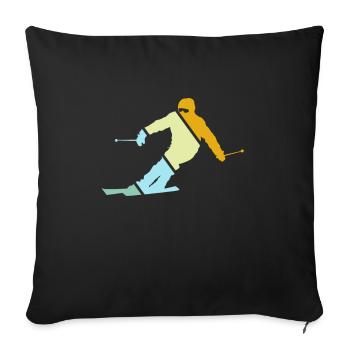 Ski Rétro - Housse de coussin décorative 45 x 45 cm - noir - Devant