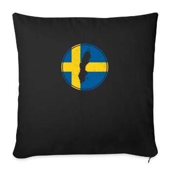 Suède Carte Drapeau suédois Fier Suédois - Housse de coussin décorative 45 x 45 cm - noir - Devant