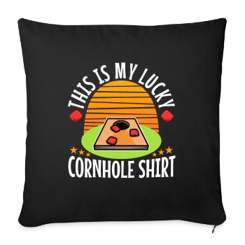 C’est ma chemise porte-bonheur en cornhole - Housse de coussin décorative 45 x 45 cm - noir - Devant