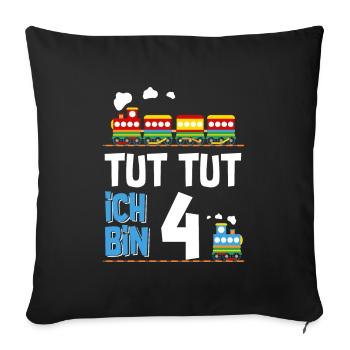 4. Geburtstag Tut Tut Eisenbahn Zug 4 Jahre - Sofakissenbezug 45 x 45 cm - Schwarz - Vorne