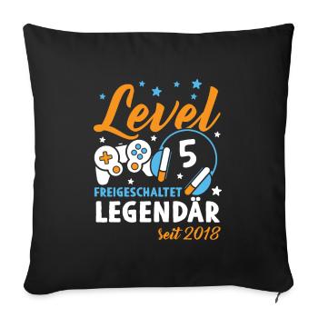 Level 5 Jahre Geburtstagsshirt Gamer 2018 - Sofakissenbezug 45 x 45 cm - Schwarz - Vorne