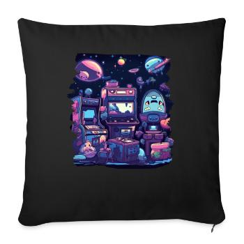Arcade Gaming Retro Slots Games 80s Gamer - Sofa pillowcase 17,3'' x 17,3'' (45 x 45 cm) - black - Front