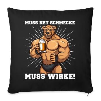 Bodybuilder doit goûter net doit travailler - Housse de coussin décorative 45 x 45 cm - noir - Devant